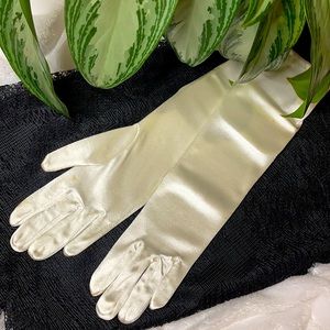 Long Silky White Gloves